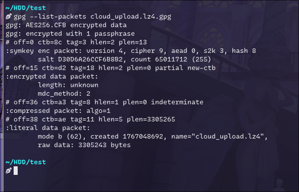 GPG packet inspection